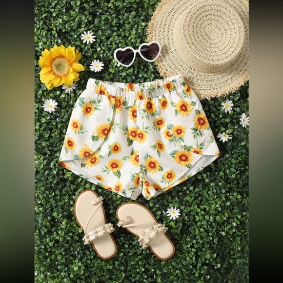 SHEIN Other - NWOT Girls Size 10Y Sunflower Wrap Hem Shorts